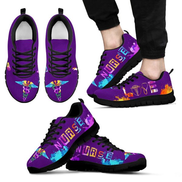 Love Nurse Purple Sneakers, Running Shoes, Shoes For Women, Shoes For Men, Custom Shoes, Low Top Shoes, Customized Sneaker, Mens, Womens, Kids Shoes